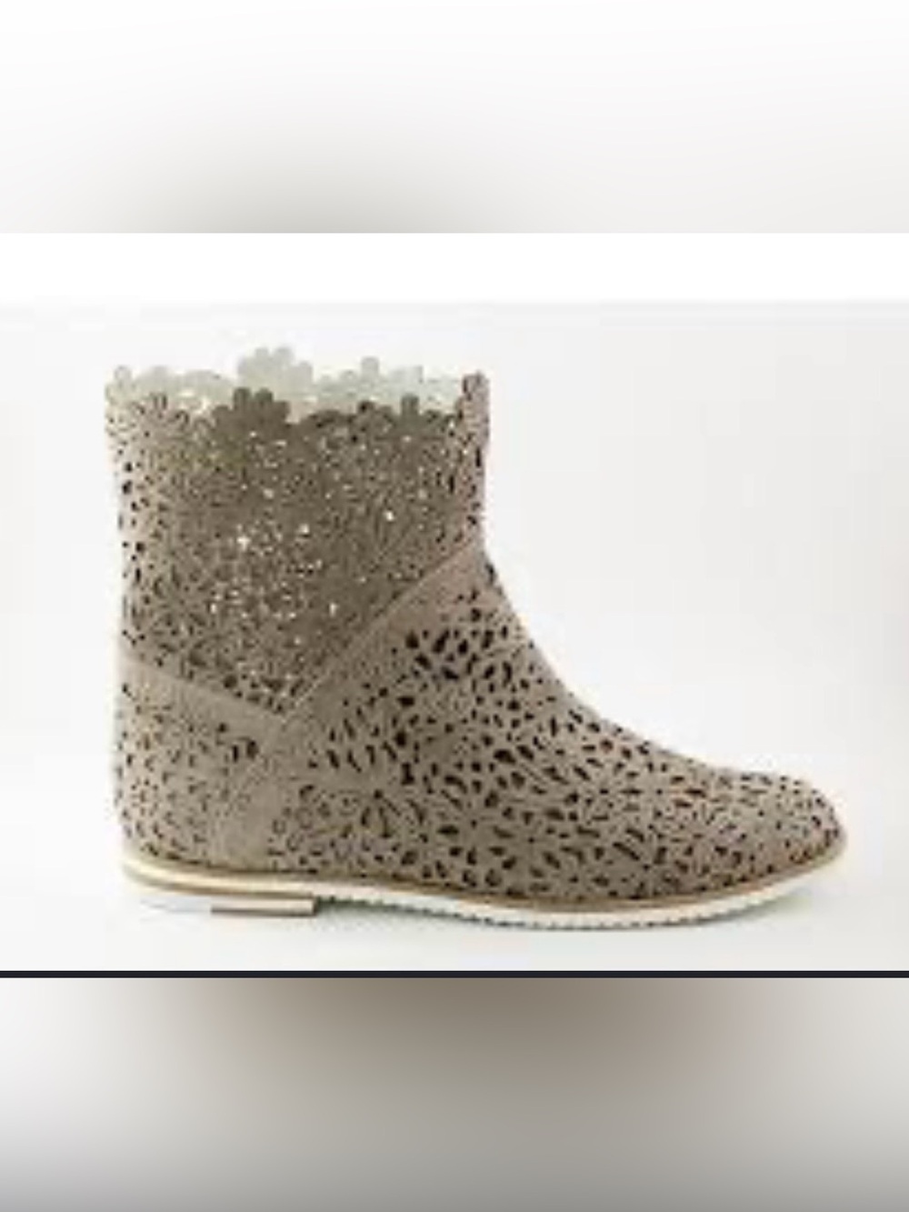 Baldinini Trend Taupe Beige Laser-Cut Leather Made in Italy Ankle Boots size 39